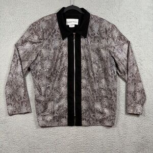 Vtg Stephanie Thomas Snake Animal Print Zip Up Jacket Women Sz 18 Gray Black USA